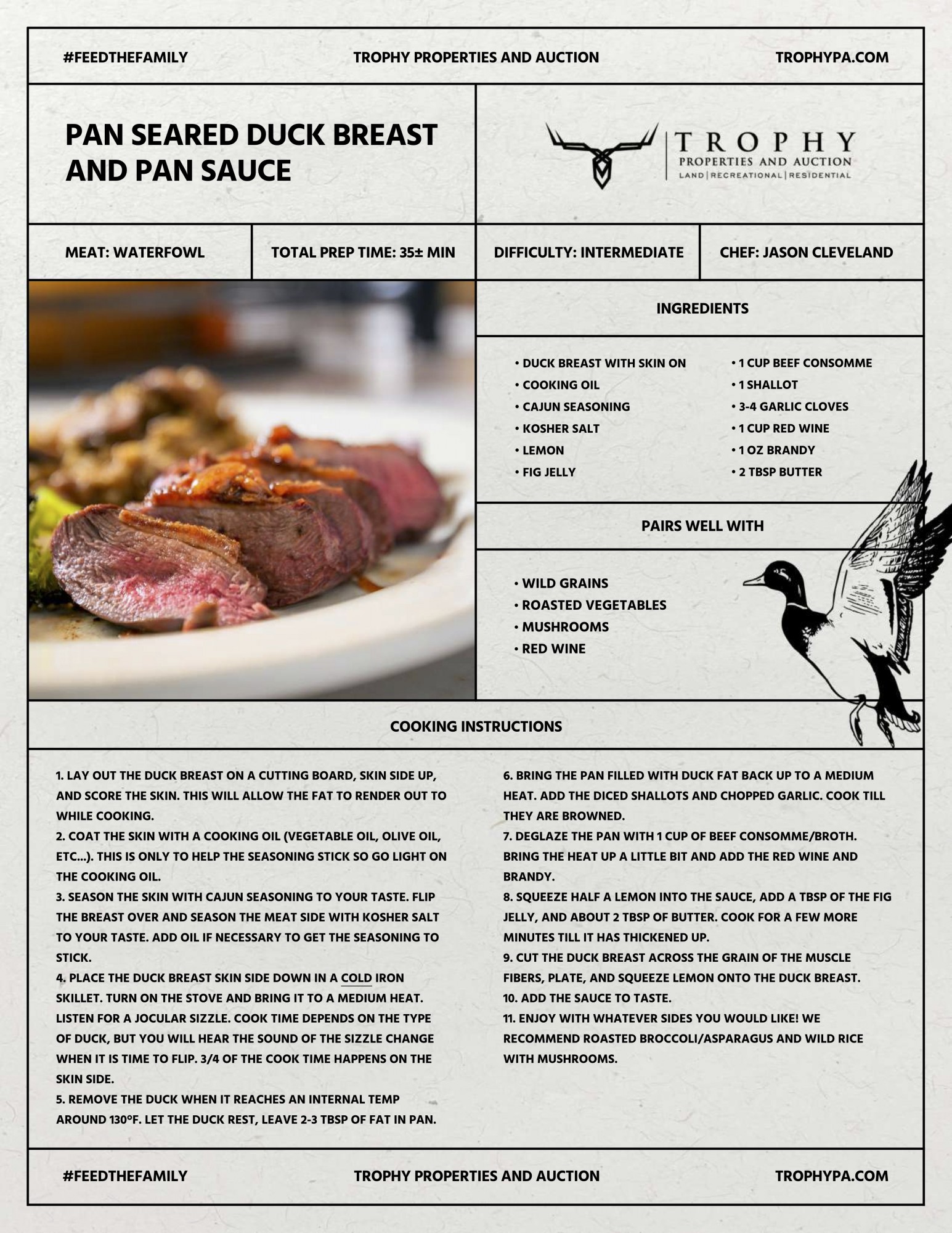 Recipes: Pan Seared Duck - Cooking with Wild Game Recipes: Pan Seared Duck - Cooking with Wild Game