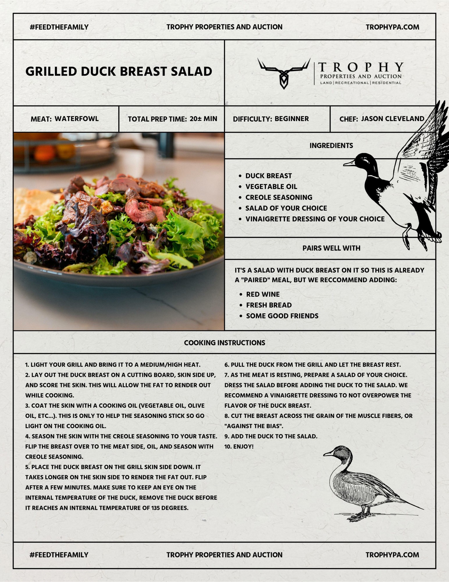 Recipes: Grilled Duck Breast Salad - Cooking with Wild Game Recipes: Grilled Duck Breast Salad - Cooking with Wild Game